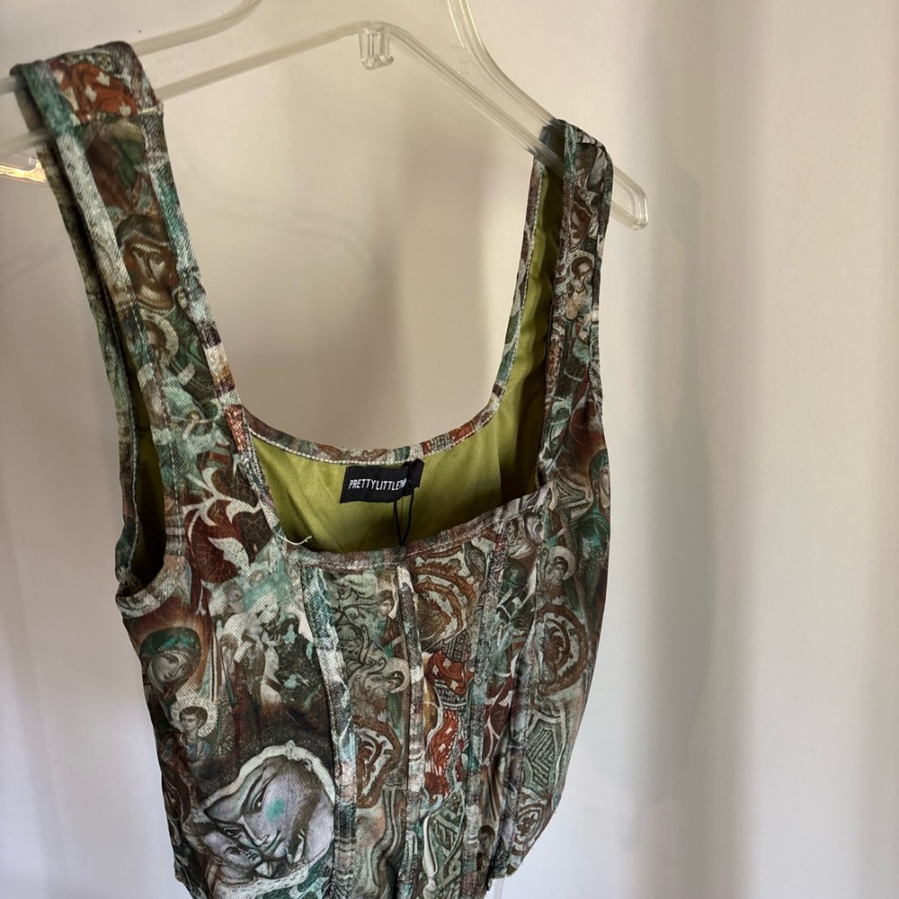 PrettyLittleThing Multicolor Printed Corset Top